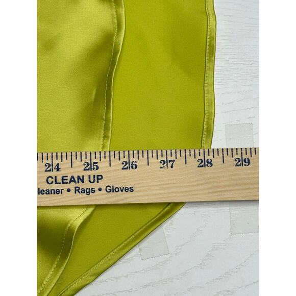 Rachel Zoe New! Green Satin Button Down Shirt Sleeveless Notch Collar Office M - Picture 8 of 8
